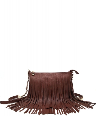 Fringed Shoulder Bag Tassel Cross Body E031 COFFEE
